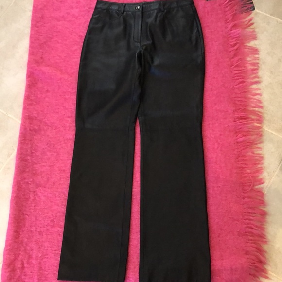 Etcetera Supple Leather high waist classic jean pocket style wide pants. - Picture 7 of 13